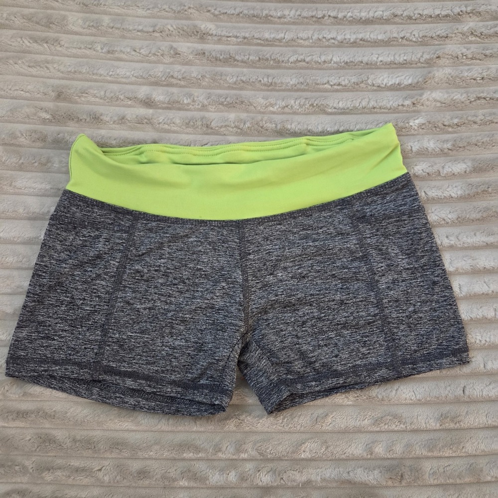 Prestige Edge Womens Athletic Shorts Gray Heather Neon Yellow Lime Size M